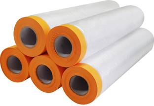 Calldrishe Paint Protection Film and Tape Multipurpose Pre Taped Masking Protection Film 180 cm Pretaped Masking Sheet Tape for Protection from Dust, water, paint and moisture (Manual)