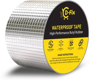 Dfix Single Side Waterproof and Heat resistant 7.5cm/3inch x 5m Super Strong Butyl Sealant Sticky Tape Dispenser Dispenser Aluminum Foil (Manual)