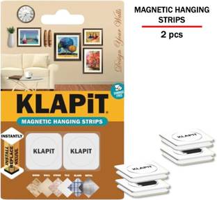 KLAPiT Magnetic Hanging Strips - Premium Powerful NED Magnet, Heavy Duty Drill-Free, Damage-Free Mounting - (2pc Pack) (Manual)