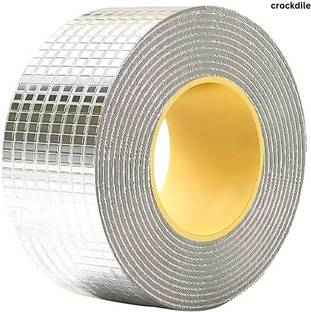 crockdile Aluminium tape 2 inch x 5 mtr Water proof Adhesive Heavy Duty Aluminium Foil Tape with Liquid Sealer Butyl Strong Tape for PipeRoof & Tank Leakage Waterproof Seal Repair Tape (Manual)
