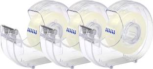 FRKB 3pc Clear Tape with Dispenser for Home, School etc Handheld Tape Dispenser (Manual)