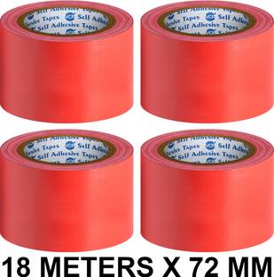 VCR Red Duct Tape - 18 Meters in Length 72mm / 3" Width - 4 Rolls Per Pack Strong Book Binding Tape - Waterproof Heavy Duty Duct Tape Red Duct Tape (Manual)