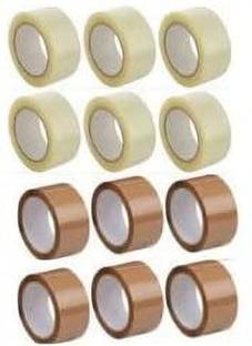 Boxer 2 " INCH TRANSPARENT & BROWN PACKING TAPE (6Pcs Each x 65 Meters) |OFFICE|E-COMMERCE|INDUSRTIAL PACKING USE (Manual)