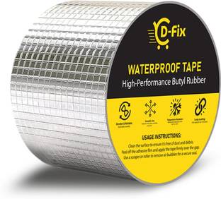 Dfix Single Side Waterproof and Heat resistant 7.5cm/3inch x 5m Super Strong Butyl Sealant Sticky Tape Dispenser Dispenser Aluminum Foil (Manual)