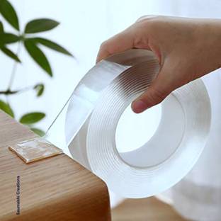 Mid Light Nano Double Sided Magic Tape - Heavy Duty Grip Tape for Bathroom, DIY, Car, Wall, Balloon and More - Transparent, Washable, and Reusable (Manual)
