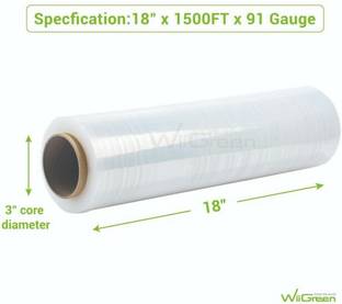 SAMPIN Stretch Film Small Wrapping Roll 450 mm / 18 inch/ Pack of 1 Grafting Tape | Luggage Packing Wrapping Film | Packing Roll | transparent | Shrink Wrap (Manual)