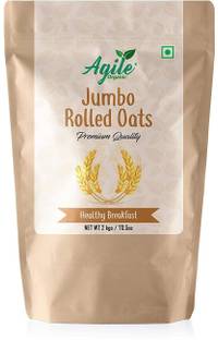Agile Organic Jumbo Rolled Oats, 2kg | Rich source of Fibre | Gluten Free | Pouch