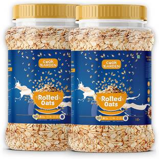 Cook Garden Rolled Oats, 100% Wholegrain Breakfast, High Protein and Fibre for Weight Loss, Jar