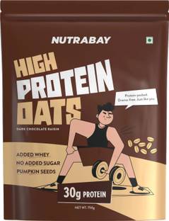 Nutrabay High Protein Oats - 750g, Dark Chocolate Raisin | Zero Added Sugar Pouch