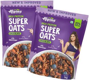 ALPINO High Protein Super Oats Chocolate | 21% High Protein | Made with Rolled Oats Pouch