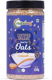 Nutriorg USDA Certified Steel Cut Oats 650 g. Plastic Bottle