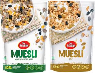 shanti's Diet Muesli Millets & Seeds Breakfast Cereals High Protein Fibre Gym Muesli Pouch