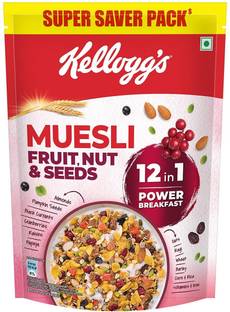 Kellogg's by NA Muesli 21% Fruit, Nut Breakfast | Multigrain Breakfast Cereal Pouch