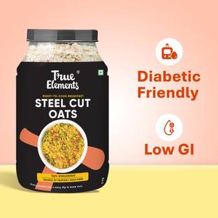 True Elements Steel Cut Oats, Ready to Cook Breakfast Oats for Weightloss, 100% Wholegrain Plastic Bottle
