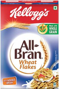 Kellogg's All Bran Wheat Flakes, High in Protein & Fibre, Whole Grain Breakfast Cereal Box
