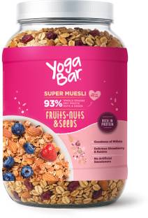 Yogabar Muesli 1kg Jar |Fruits Nuts&Seeds|Breakfast Cereal with High Protein|Saver Pack Jar
