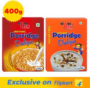 8AM Instant Porridge + Sugar free Porridge Combo | Healthy & Nutritious Wheat Daliya Box
