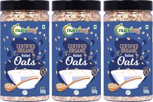 Nutriorg 100% Wholegrain Organic Rolled Oats | High Fibre, Protein & Gluten-Free Cereal Plastic Bottle