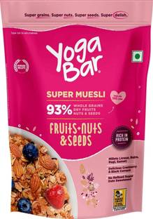 Yogabar Muesli 500g Fruits Nuts&Seeds| Breakfast Cereal with High Fibre, High Protein Pouch