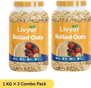 LIVYOR Rolled Oats, Gluten Free, Breakfast Cereal for Weight Loss Jar