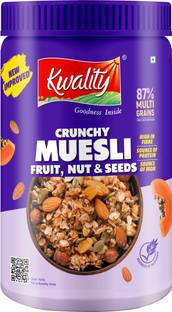 Kwality Crunchy Muesli Fruit & Nut, 76% Multigrains, High in Fibre & Protein, Breakfast Jar