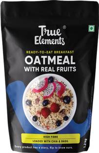True Elements Whole Oatmeal with Chia and Real Fruits, High Protein & Fibre Breakfast Cereal Pouch