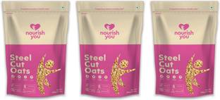 Nourish You by Nourish you Steel Cut Oats, Wholegrain Breakfast, High Protein & Fibre oats for weight loss Pouch