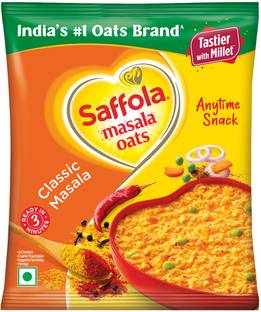 Saffola Masala Oats, Classic Masala Anytime Snack Ready in 3 mins No added preservatives Pouch