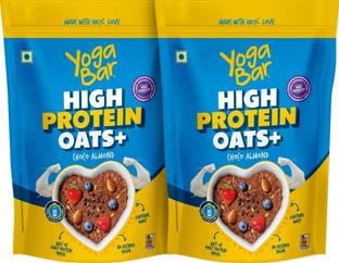 Yogabar High Protein Oats 1.7Kg Choco Almond|Protein Snack|Breakfast Cereal|850g x 2 Plastic Bottle
