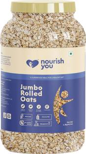 Nourish You by Nourish you Jumbo Rolled Oats, Wholegrain Breakfast, High Protein Oats for Weight Loss Jar
