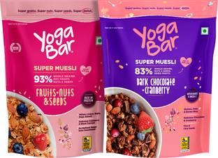 Yogabar Muesli 1.4Kg Dark Chocolate&Cranberry|Fruits Nuts&Seeds|Healthy Breakfast Cereal Pouch
