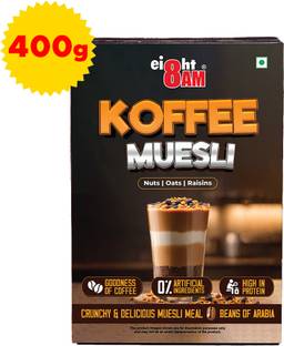 8AM Koffee Muesli 400g Box | Coffee, Oats, Black Raisins & Bran | 100% Arabica Beans Box