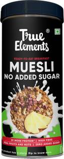 True Elements No Added Sugar Muesli - Real Fruits & Nuts, Fibre Rich Ready to Eat Breakfast Tin