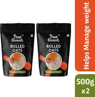 True Elements Rolled Oats, Rich source of Fibre and protein breakfast for weight loss Pouch