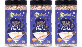 Nutriorg USDA Certified Organic Rolled Oats | Gluten Free|High Protein |Helps weight Loss Plastic Bottle