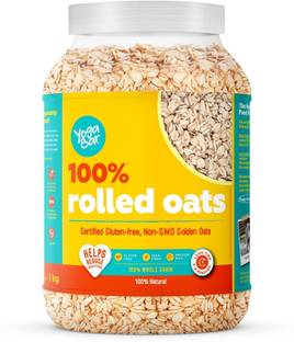 Yogabar by Yogabar 100% Rolled Oats 1kg Jar|Premium Golden Oats|Gluten Free|No Added Sugar Jar