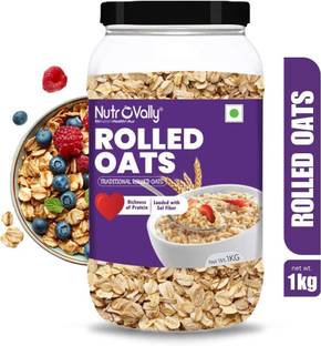 NutroVally by Premium Rolled Oats | Healthy Breakfast for Weight Loss | Gluten Free & Fiber Rich Oats Jar