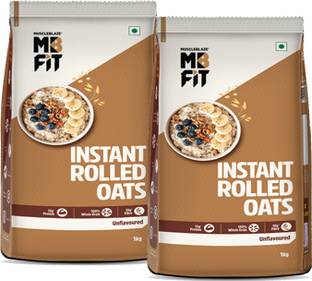 MUSCLEBLAZE 100% Rolled Oats, Breakfast Cereals, No Added Sugar, Unflavoured Pouch