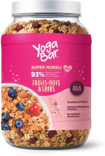 Yogabar Muesli 1kg Jar |Fruits Nuts&Seeds|Breakfast Cereal with High Protein|Saver Pack Jar