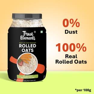 True Elements Rolled Oats, Wholegrain Breakfast, High Protein and Fibre for Weight Loss Plastic Bottle