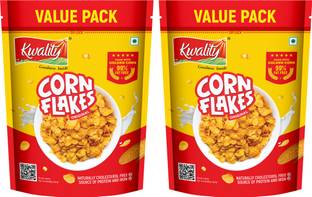 Kwality Corn Flakes, Natural Source of Vitamins, Iron & Proteins, Breakfast Cereal Pouch