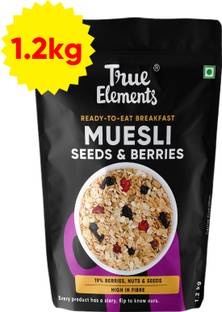 True Elements Seeds & Berries Muesli - High Protein Breakfast Cereal, Rich Source of Energy Pouch