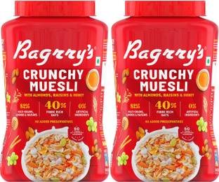 Bagrry's Crunchy Muesli 1000 GM Jar Pack of 2 Plastic Bottle