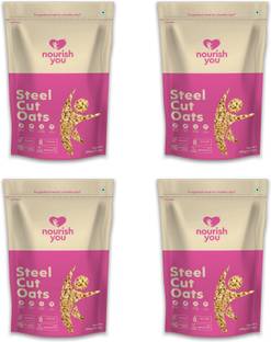 Nourish You by Nutrivative Foods pvt ltd Steel Cut Oats, Wholegrain Breakfast, High Protein & Fibre oats for Weight Loss Pouch