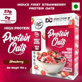 DOCTOR'S CHOICE Strawberry High Protein Oats (23g Protein), High-fiber cereal with raisins Box