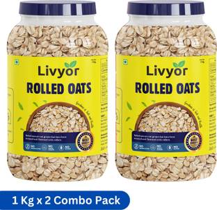 LIVYOR Rolled Oats, Gluten Free, Breakfast Cereal for Weight Loss Jar
