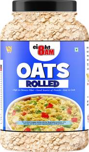 8AM Rolled Oats, Natural Wholegrain, High Fibre, Nutritious Breakfast Cereals Jar