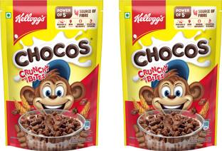 Kellogg's Chocos Crunchy Bites | Source of Calcium & Fibre, High in Protein | Kids Cereal Pouch