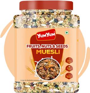 YUM YUM 41% Fruits, Nuts & Seeds Crunchy Muesli 750g | Instant Breakfast Cereal - Jar