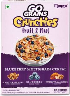Manna Go Grains Crunchies - Blueberry Multigrain Kids Breakfast Cereal-12Hrs Nutritio Refill